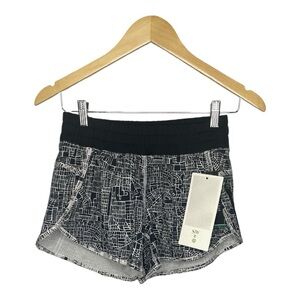 Lululemon Tracker Shorts Seawheeze 2016 Map Grid Black and White, Size 6 New